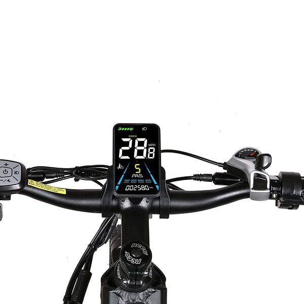 Samebike XD26 sähköpyörän ohjaustanko ja kirkas ajovalo – ergonominen ajoasento ja hyvä näkyvyys