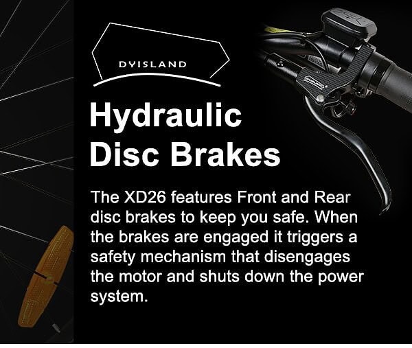Samebike XD26 sähköpyörän hydrauliset levyjarrut – tehokas ja luotettava jarrutus kaikissa olosuhteissa