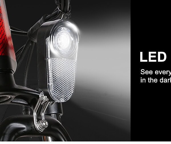 Samebike XD26 sähköpyörä LED-etuvalo – kirkas ajovalo turvalliseen ajoon hämärässä ja pimeässä