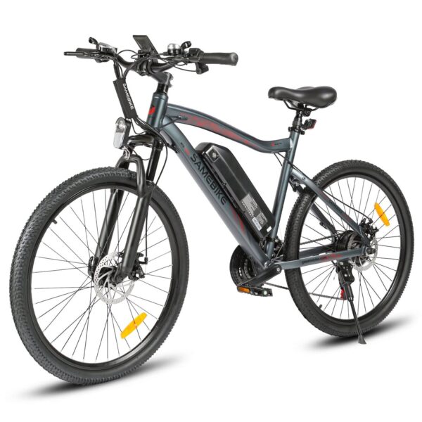 Harmaa Samesbike-sähkömaastopyörä valkoisella taustalla