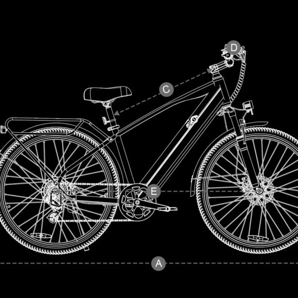 DYU C5 sähköpyörä lepotilassa työpaikan edessä