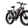 Musta sähköfatbike etuvalolla ja tavaratelineellä