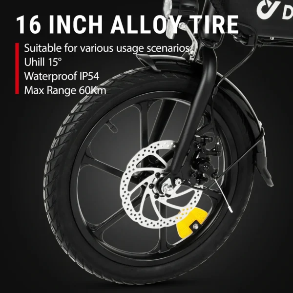 Dyu A1F Pro taitettava sähköpyörä sivuprofiilissa