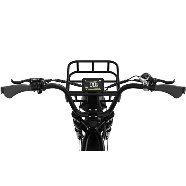 Electric bike handlebar, digital display and front rack