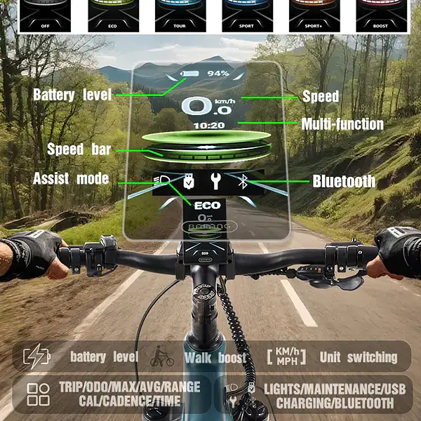 Randride MX500 sähköpyörä sähköavustus käytössä ajon aikana