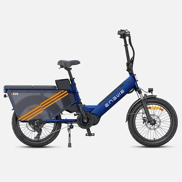 Blå Engwe LE20 elektrisk ladcykel set fra siden